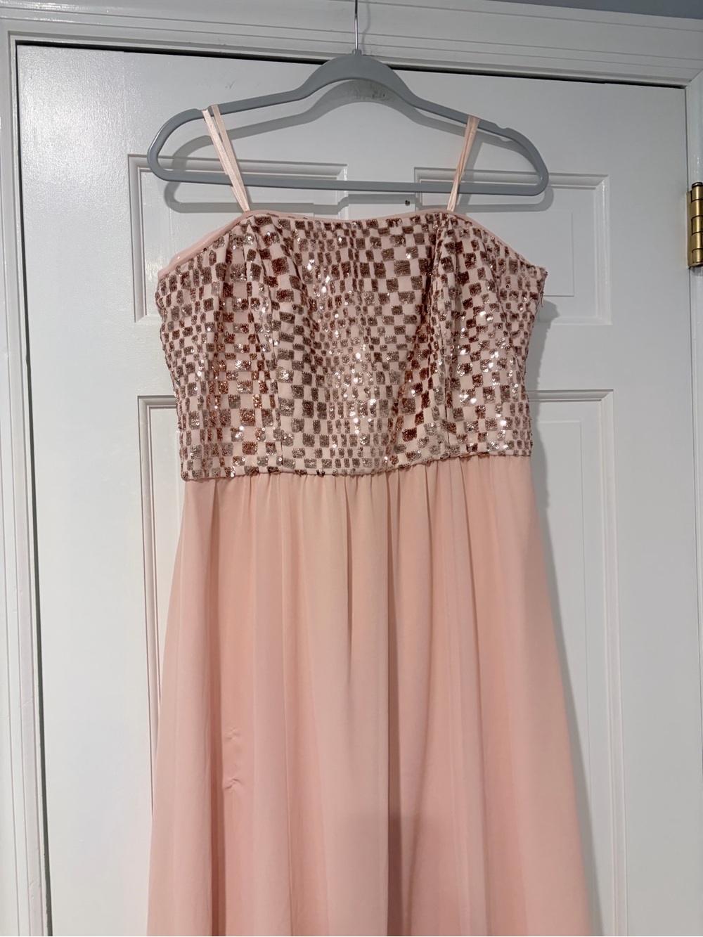 Lauren Ralph Lauren Evening Blush Pink Sequin Chiffon Gown Size 14 - Picture 2 of 11
